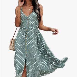 Elegant Teal Polka Dot Dress